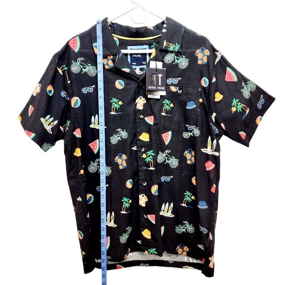Mens Reverse Threads Short Sleeve Button-Up Shirt With Tropical Print Size L - Picture 4 of 11